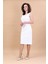 Kokteyl Sıfır Kol Elbise-Beyaz 4