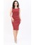 Kokteyl Sıfır Kol Elbise-Kiremit 4