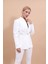 Kendinden Dik Yakalı Ceket-Beyaz 5