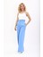 Korsaj Kemer Yüksek Bel Palazzo Pantolon-Gökyüzü 1