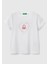 Kız Çocuk Beyaz Simli Benetton Logo Baskılı T-Shirt 1