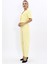 V Yaka Kısa Ceket & Paçası Pileli Pantolon-Sarı 2