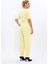 V Yaka Kısa Ceket & Paçası Pileli Pantolon-Sarı 4