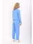 Oval Dik Yaka Kısa Ceket & Paçası Pileli Pantolon-Gökyüzü 4