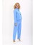Oval Dik Yaka Kısa Ceket & Paçası Pileli Pantolon-Gökyüzü 5