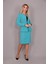 Oval Yaka Uzun Ceket & Kalem Etek Takım-Turkuaz 5