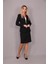V Yaka Uzun Ceket & Kalem Etek Takım-Siyah 1