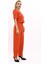 V Yaka Kısa Ceket & Paçası Pileli Pantolon-Turuncu 4