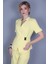 Tokalı Kısa Kollu Ceket & Yüksek Bel Bol Paça Pantolon Takım-Sarı 3