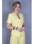 Tokalı Kısa Kollu Ceket & Yüksek Bel Bol Paça Pantolon Takım-Sarı 5