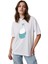 Felix Dies Beyaz Oversize Kalıp El Baskılı Unisex T-Shirt 2