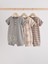 Pamuklu Neutral Elephant Desenli 3'lü Romper Set 5