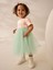 Pamuklu Sage Green Floral Kısa Kollu Tütülü Elbise 3