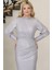 Hürrem Kuyruklu Taşlı Tesettür Abiye Gri 2