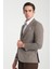 Loreo Erkek Vizon Poliviskon Kumaş Yarım Astarlı Mono Yaka Slim Fit Blazer Ceket 1