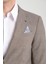 Loreo Erkek Vizon Poliviskon Kumaş Yarım Astarlı Mono Yaka Slim Fit Blazer Ceket 2