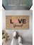 Bej Kapı Önü Paspası Love Yourself Ayıcık Desen K-3327 1