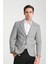 Grande Erkek Gri Kaşe Kumaşlı Mono Yaka Slim Fit Blazer Ceket 1