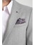 Grande Erkek Gri Kaşe Kumaşlı Mono Yaka Slim Fit Blazer Ceket 2