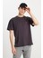 %100 Pamuk Relaxed Fit Geniş Kesim Bisiklet Yaka Minimal Logo Antrasit Tişört 1