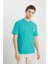 %100 Pamuk Relaxed Fit Geniş Kesim Minimal Logo Yeşil Tişört 2