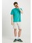 %100 Pamuk Relaxed Fit Geniş Kesim Minimal Logo Yeşil Tişört 3