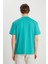 %100 Pamuk Relaxed Fit Geniş Kesim Minimal Logo Yeşil Tişört 5