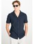 Relaxed Fit Geniş Kesim Lacivert Pamuklu Gömlek 1