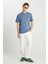 %100 Pamuk Relaxed Fit Geniş Kesim Bisiklet Yaka Minimal Logo Açık Mavi Tişört 3
