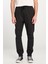 Regular Fit Normal Kesim Ribanalı Paça Pamuklu Siyah Jogger Pantolon 3