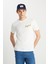 %100 Pamuk Regular Fit Normal Kesim Bisiklet Yaka Ekru Tişört 1
