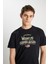 %100 Pamuk Relaxed Fit Geniş Kesim Big Logo Siyah Tişört 4