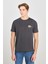 %100 Pamuk Regular Fit Normal Kesim Bisiklet Yaka Baskılı Antrasit Tişört 1
