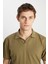 Relaxed Fit Geniş Kesim Haki Polo Tişört 4