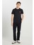 %100 Pamuk Regular Fit Normal Kesim Minimal Logo Siyah Tişört 3