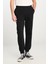 %100 Pamuk Regular Fit Normal Kesim Ribanalı Paça Siyah Jogger Pantolon 4