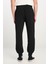 %100 Pamuk Regular Fit Normal Kesim Ribanalı Paça Siyah Jogger Pantolon 5