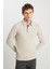 Regular Fit Normal Kesim Uzun Kollu Pamuklu Taş Rengi Polo Yaka Tişört 2