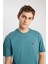 %100 Pamuk Relaxed Fit Geniş Kesim Minimal Logo Lacivert Tişört 4