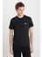%100 Pamuk Regular Fit Normal Kesim Minimal Logo Siyah Tişört 2