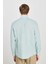 Regular Fit Normal Kesim Mint Yeşili Keten Gömlek 5