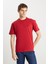 %100 Pamuk Relaxed Fit Geniş Kesim Minimal Logo Kırmızı Tişört 2
