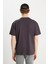 %100 Pamuk Relaxed Fit Geniş Kesim Bisiklet Yaka Minimal Logo Antrasit Tişört 5
