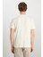 %100 Pamuk Regular Fit Normal Kesim Bisiklet Yaka Minimal Logo Bej Tişört 5