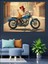 Retro Kadın ve Motor Dekoratif Kanvas - Mdf Ahşap Tablo 2