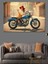 Retro Kadın ve Motor Dekoratif Kanvas - Mdf Ahşap Tablo 3