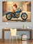 Retro Kadın ve Motor Dekoratif Kanvas - Mdf Ahşap Tablo 4