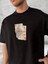 Ön ve Arka Baskılı Oversize Bisiklet Yaka T-Shirt - Siyah 1