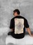 Ön ve Arka Baskılı Oversize Bisiklet Yaka T-Shirt - Siyah 5