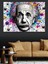 Soyut Renkli Einstein Portresi Dekoratif Kanvas - Mdf Ahşap Tablo 1